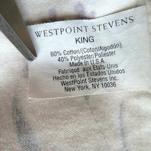 Vintage West Point Stevens King Sheet 1 Flat 1 Fitted Purple Floral Made in USA - Picture 4 of 4